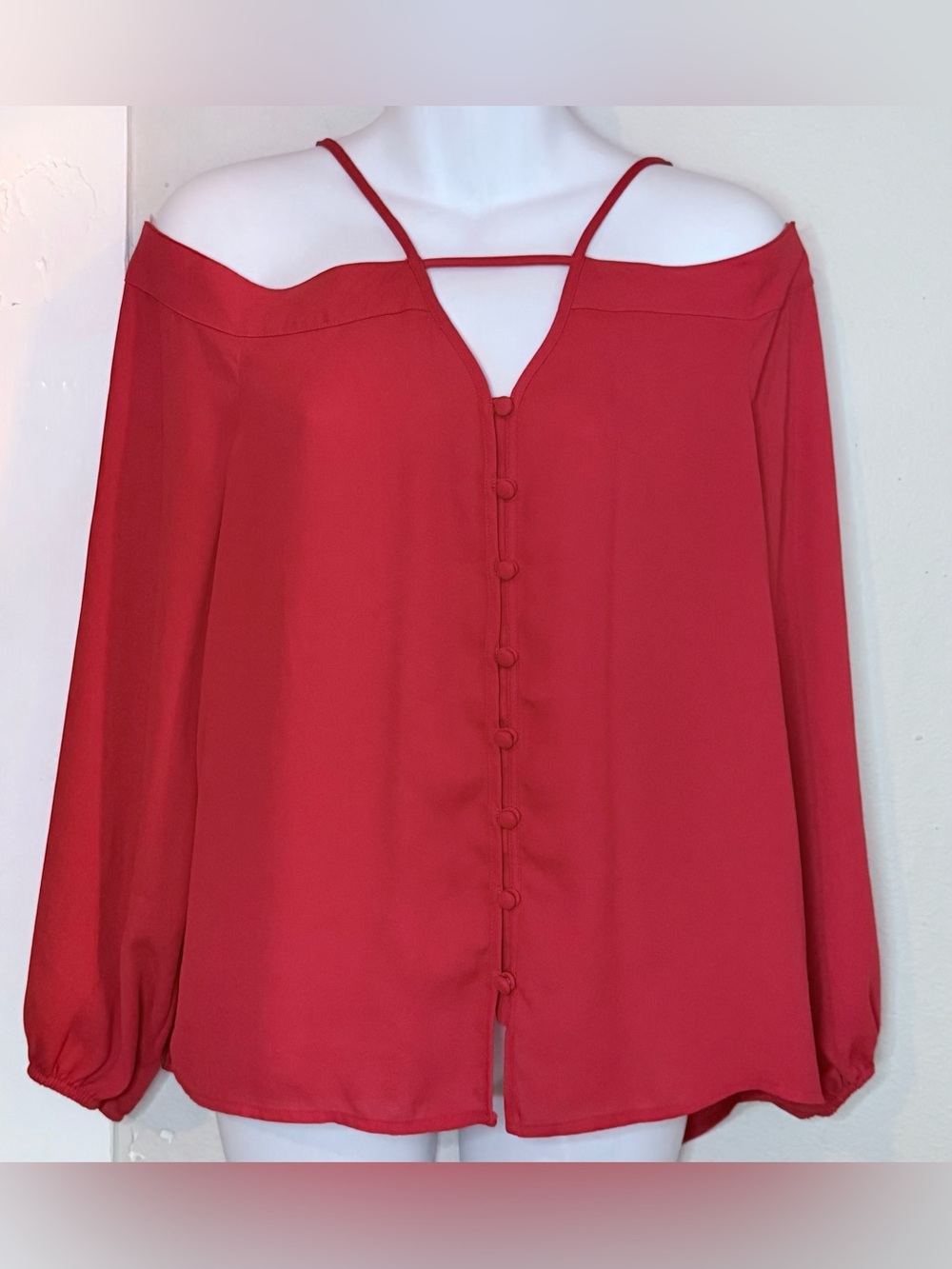 Express Red Cold Shoulder Long Sleeve Blouse Women S